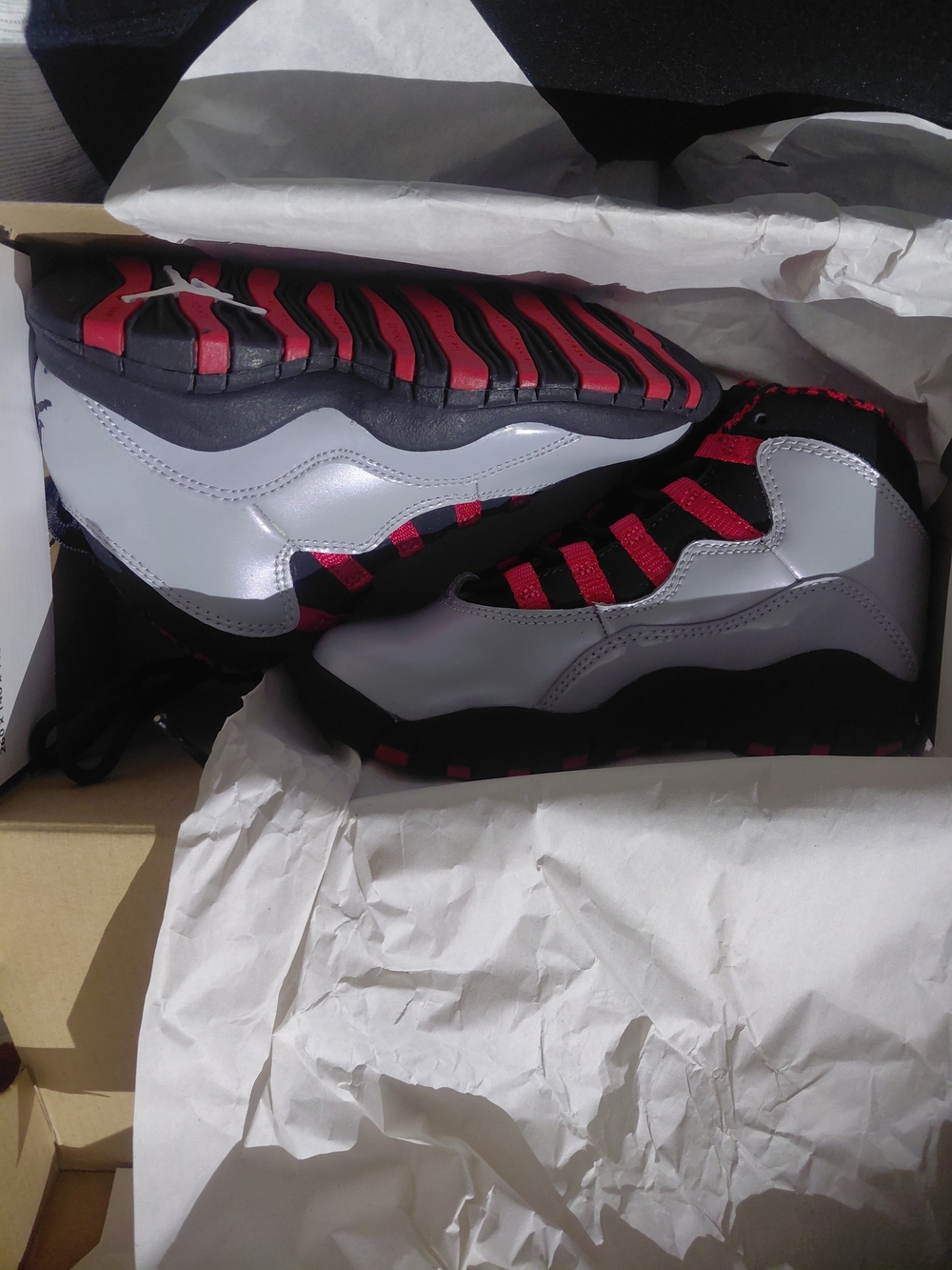 Air Jordan 10 Retro Black and Gym Red Sneakers - Authentic